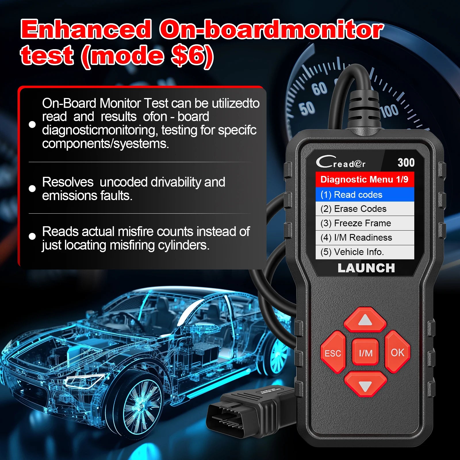 LAUNCH CR300 OBD2 Scanner with Full Diagnostic Functions