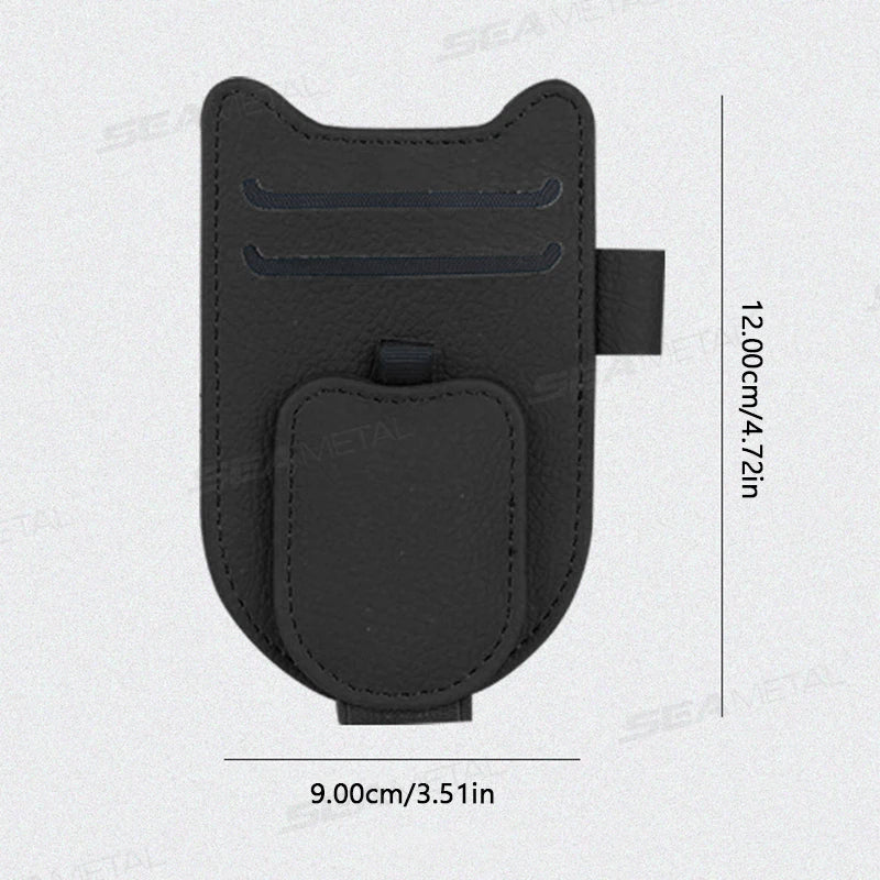 SEAMETAL Luxury Car Visor Glasses Clip Magnetic Wear-Resistant Sunglasses Holder 3 in 1 Auto Eyeglasses Clip with Card Holder