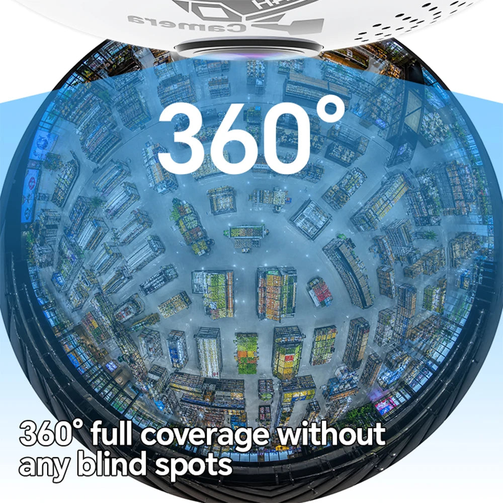 2K WiFi Home Light Bulb Camera Light Bulb Camera 360 degree Panoramic IP Camera Full Color Night Vision