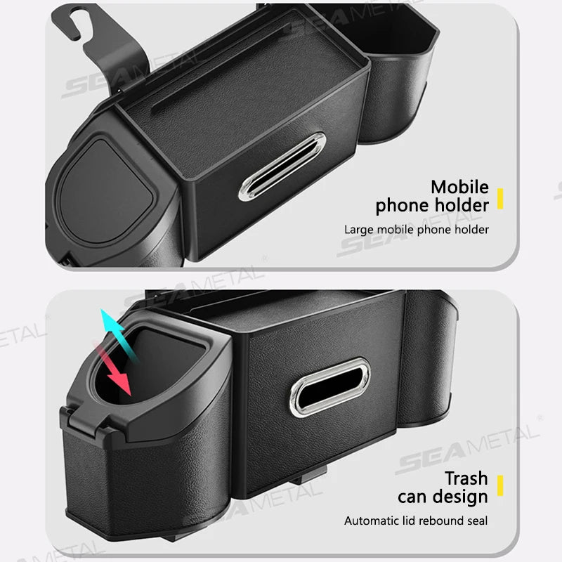 SEAMETAL Car Back Seat Organizer Multifunctional Car Storage Box Universal Cup Holder/Trash Bin/Tissue Holder/Phone Mount/Hooks