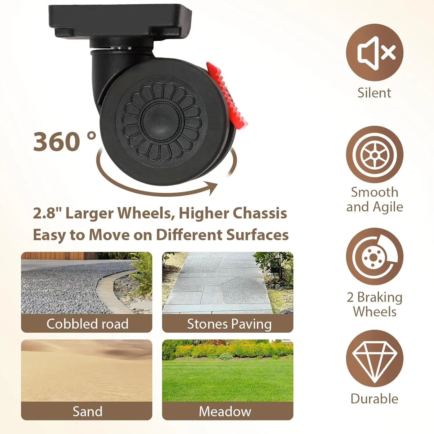 360° Rotating Foldable Storage Cart with Silent Locking Wheels