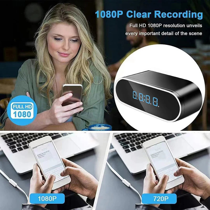 VIP WiFi Mini Clock Camera HD 1080P Surveillance Cams Night Vision Alarm Monitor Wireless Video Recorder Camcorder Home Security 