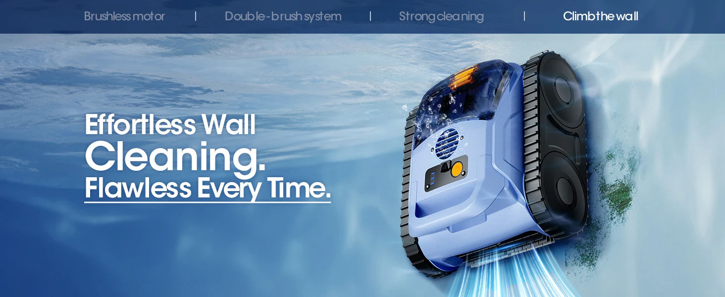 Cordless Robotic Pool Vacuum 150 Min Runtime 2000 sq.ft Coverage