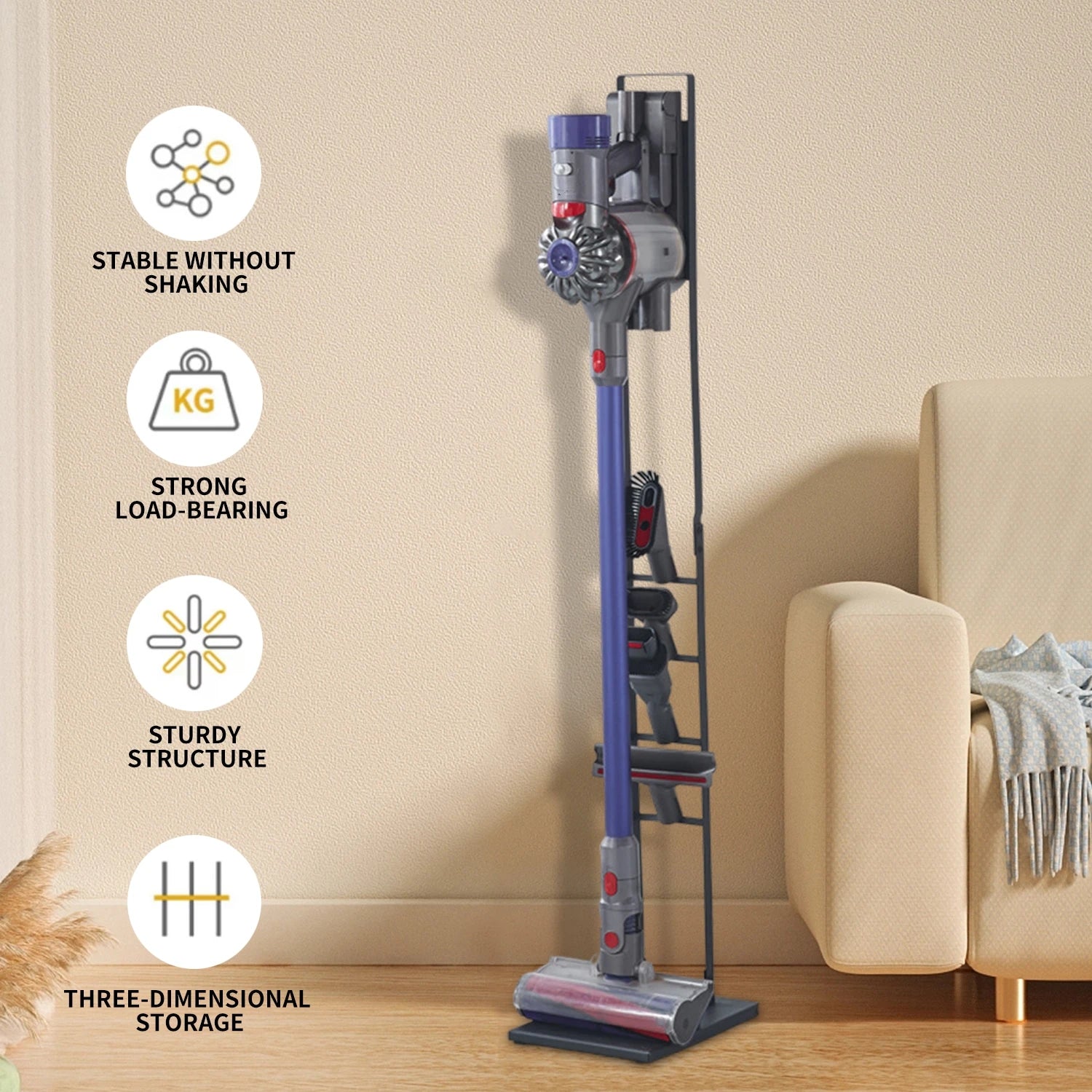 Fristående dammsugarställ för Dyson V15 V12 V11 V10 V8 V7 organiserare