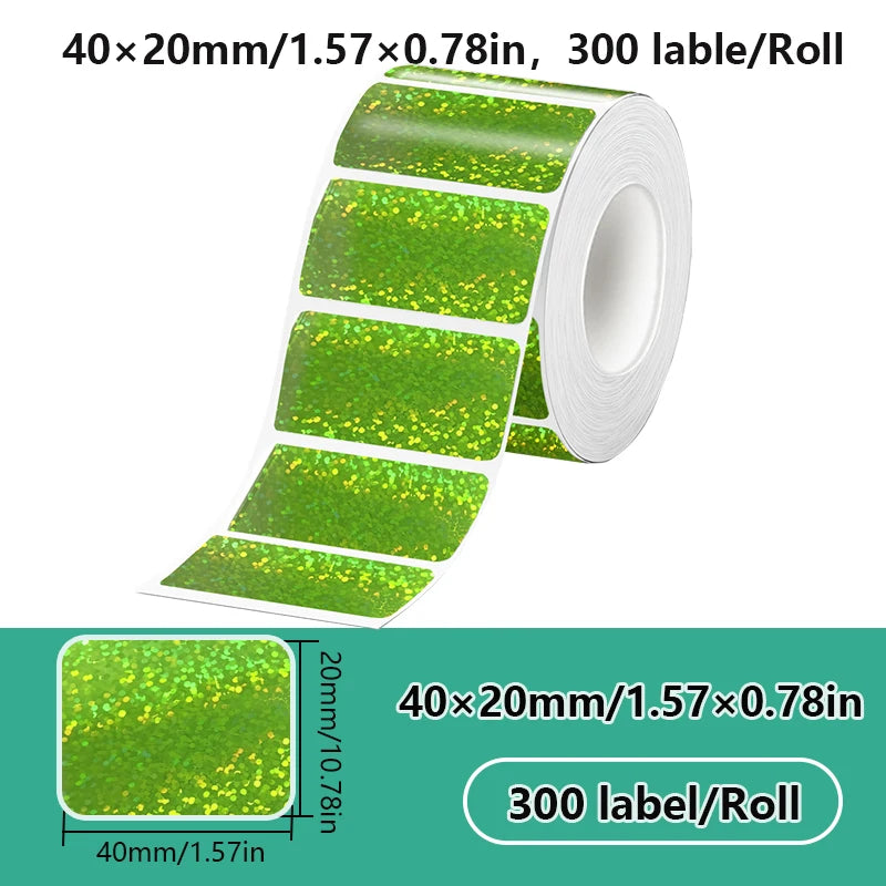 40x20MM kompatibilný Phomemo M110 M220 M200 samolepiaci farebný laser termálny papier, E210 P50 Detong P1 HPRT T20 MAKER