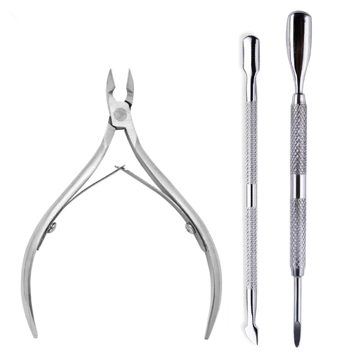 4 Pcs/Set Professional Stainless Steel Nail Cutter Scissor Nippers Muti Function Cuticle Pusher Remover Nail Care Manicure Kits 
