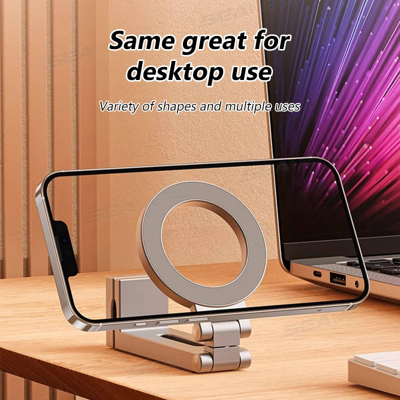 SEAMETAL Portable Magnetic Phone Mount N52 Strong Magnet Tiny Phone Holder for Traveling 360-Degree Rotation Stable Phone Stand