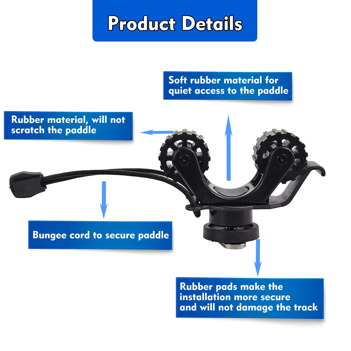 Suport pentru paletă pe rail Kayak, accesorii de montaj pe șină pentru a ține paleta standard, suport pentru vâsle, pentru pescuit