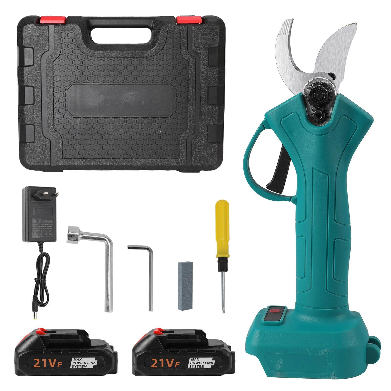 21V Ασύρματα Ηλεκτρικά Ψαλίδια Κλαδέματος με Ανεμνήκτηρα Χωρίς Βούρτσα και Διπλή Μπαταρία