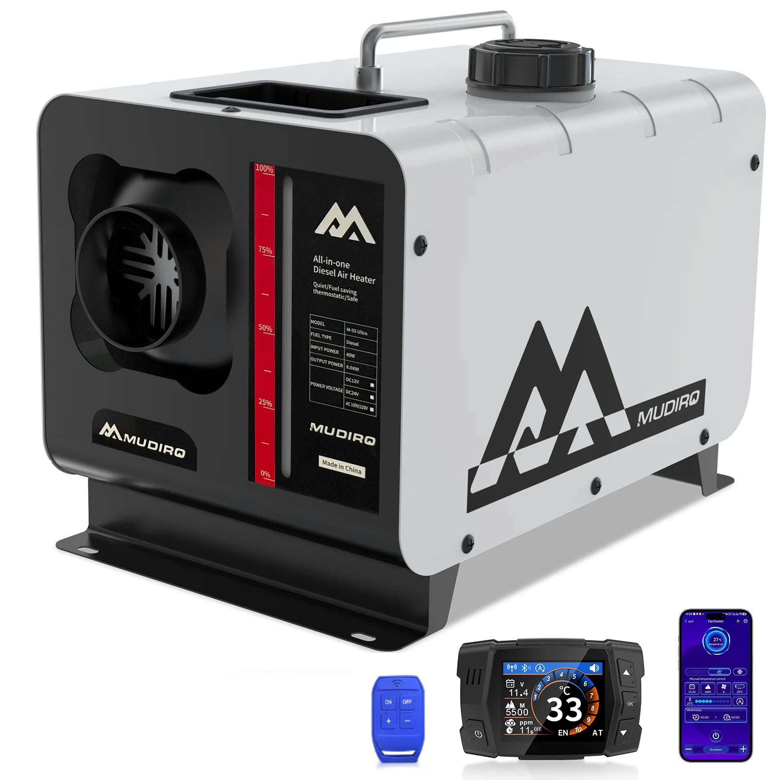 Mudiro 8KW Dizel Isıtıcı CO Koruması ve TFT Kontrol ile