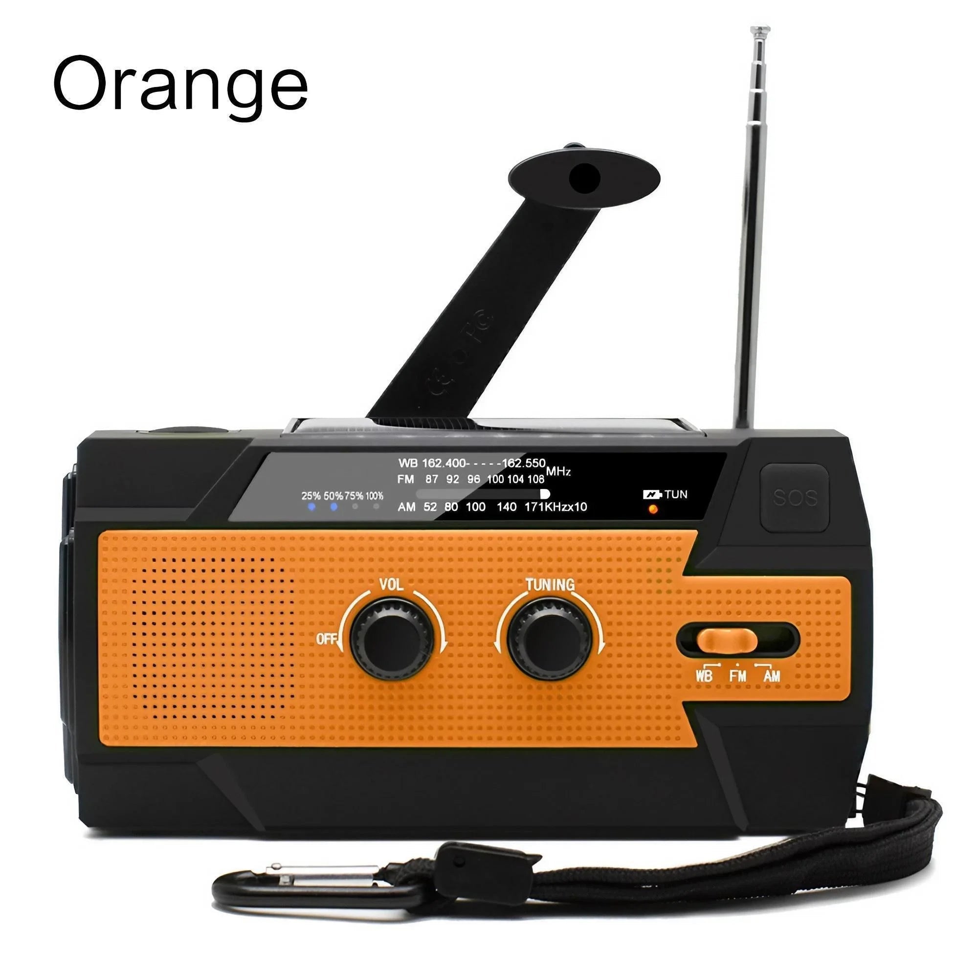 Weather Radio Emergency Multifunctional Radio FM AM WB Hand Crank Solar USB Charging 2000mAh Power Bank LED Flashlight Torch 