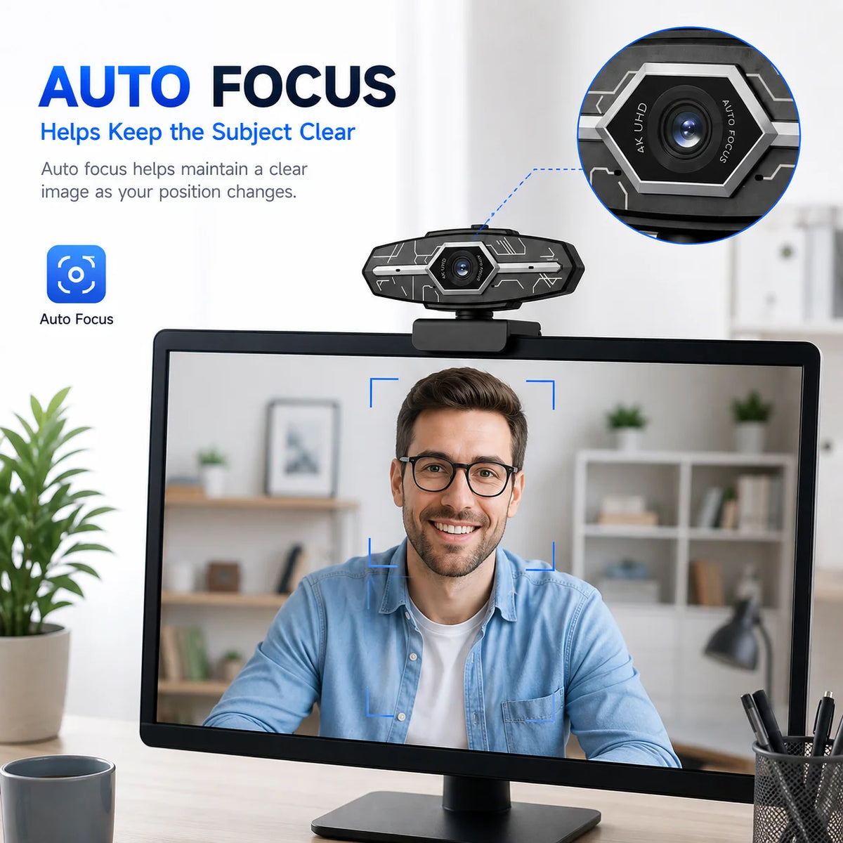 Webcam USB 4K con messa a fuoco automatica e otturatore per la privacy