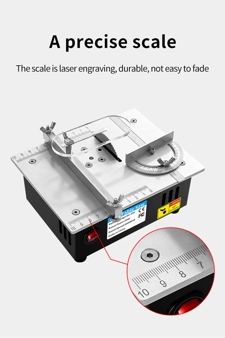 DC24V Mini Table Saw 96W High‑Power 7‑Speed Bench Saw