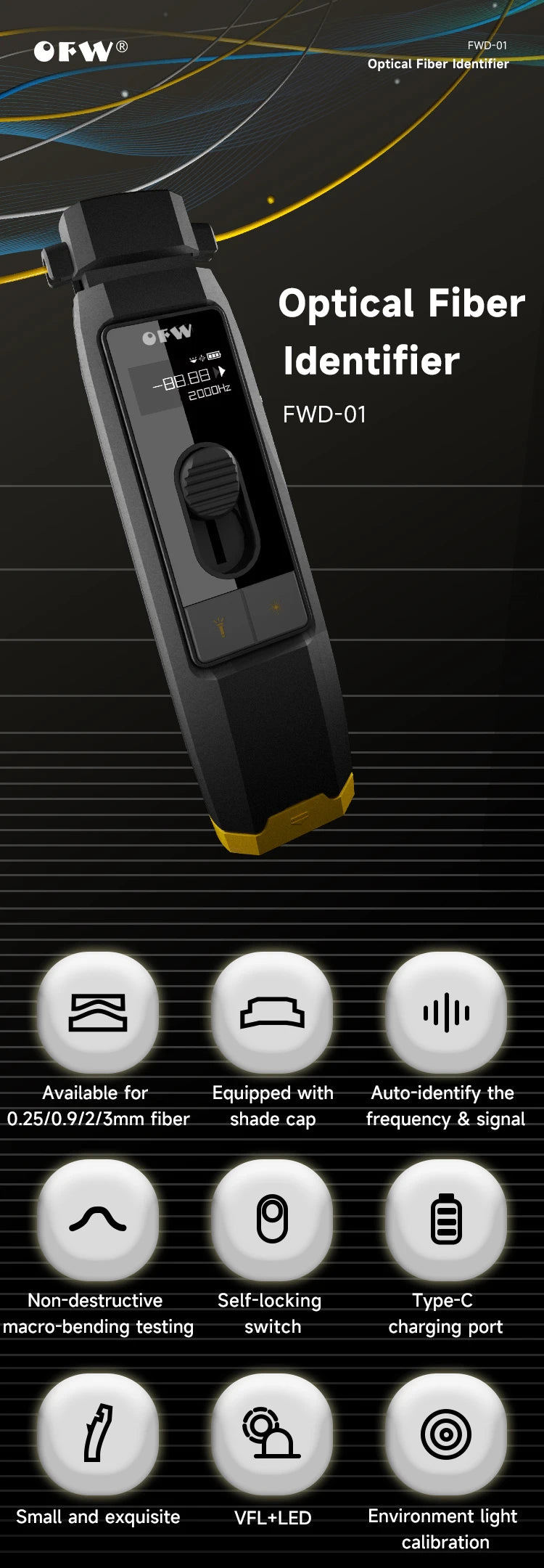 FWD-01 Live Fibre Identifier with Visual Fault Locator