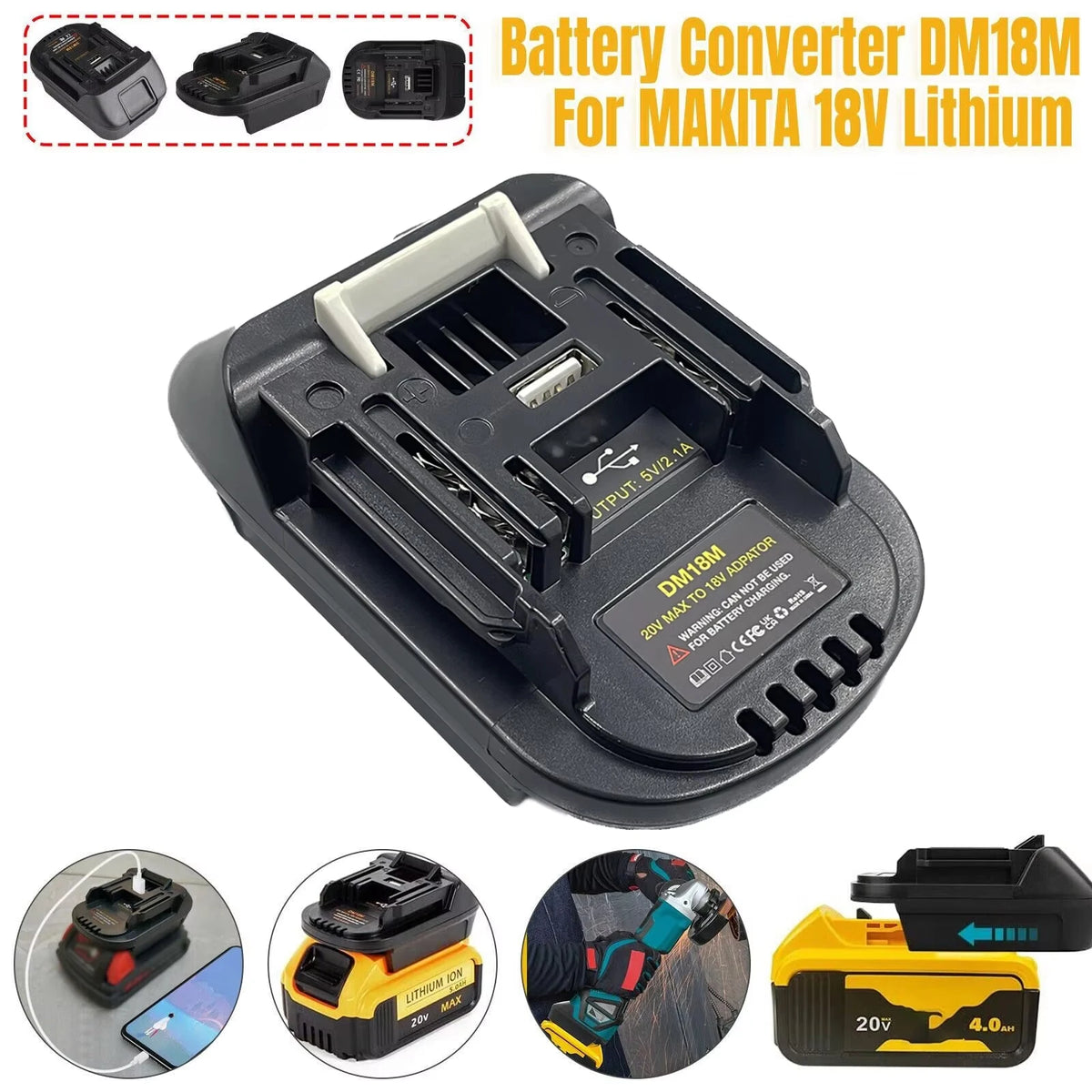 DM18M Battery Adapter for Compatible Makita 18 V Tools