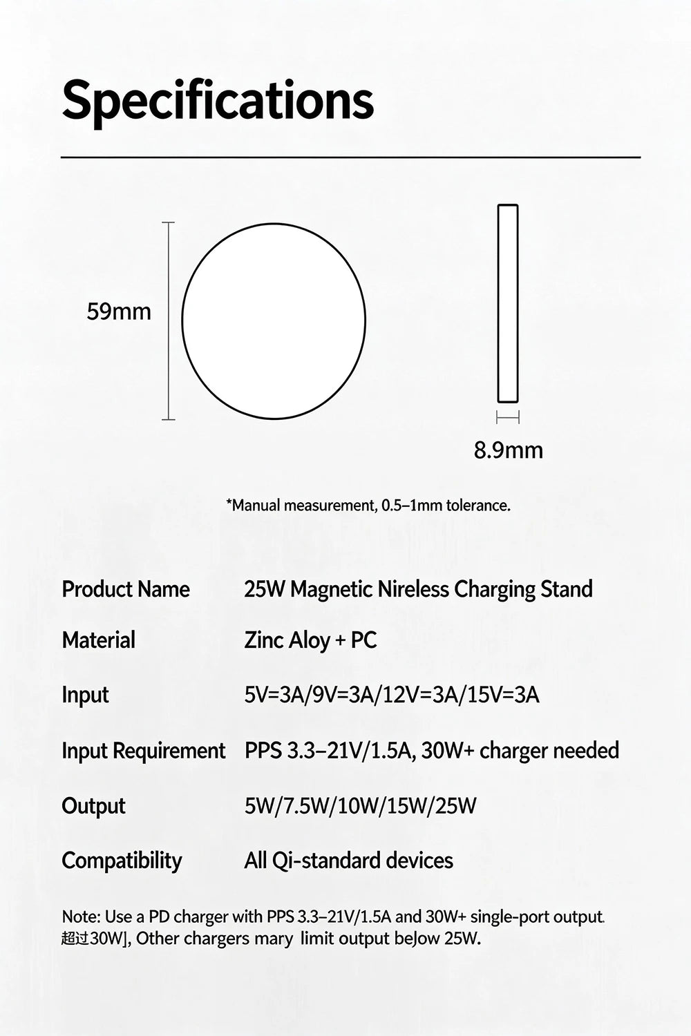 Wireless Charger Charging Station 25W Qi2.2 Fast Charge Compatible with iPhone 18/17/16 Pro Max Huawei Xiaomi and iPad airpods