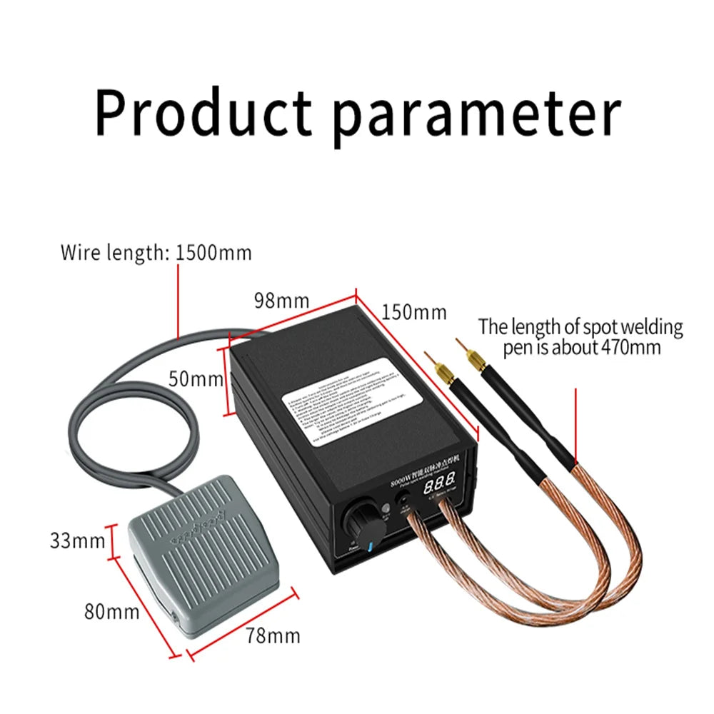 8000W Handheld Spot Welder for 18650 Battery Packs