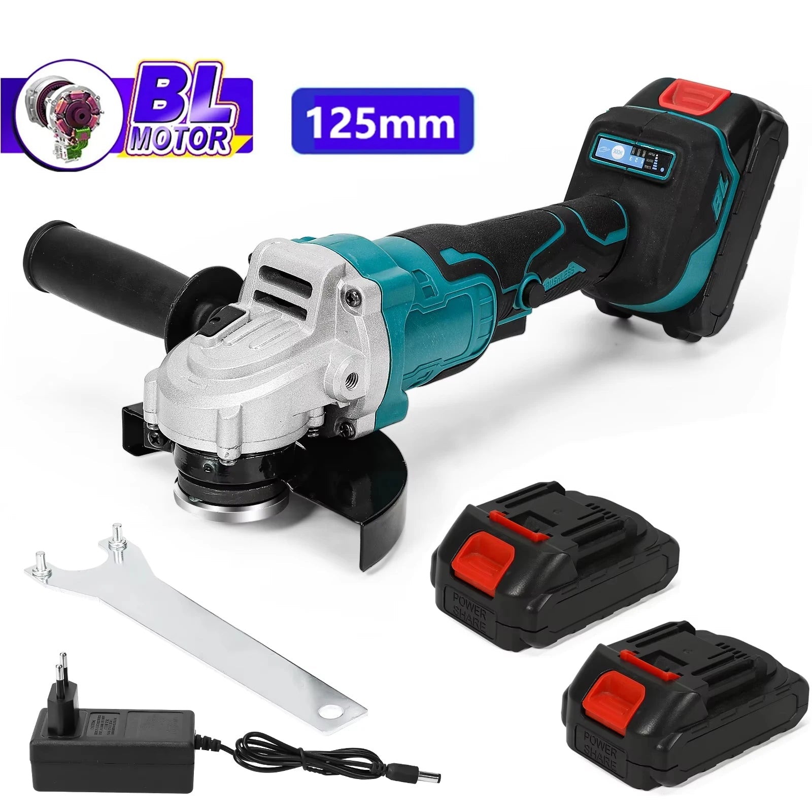 125MM Brushless Electric Angle Grinder 3 Speeds Cordless Grinder Cutting Machine Woodworking Power Tool for Makita 18v Battery 