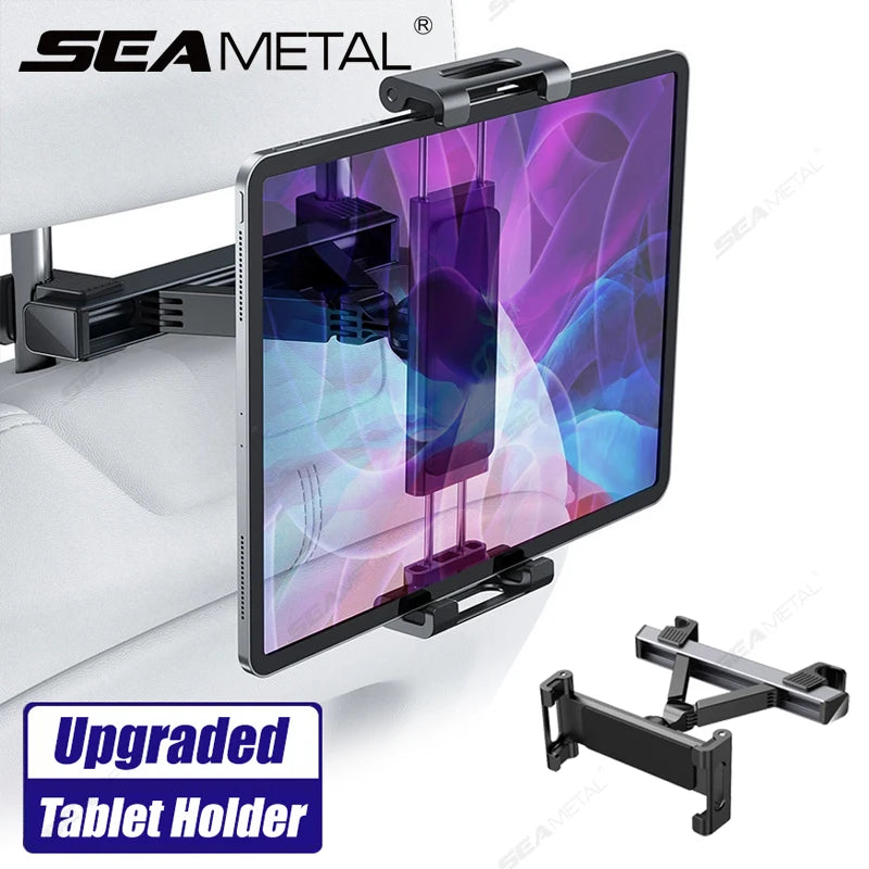 SEAMETAL Telescopic Tablet Holder Stable Seat Headrest Phone Mount 360-Degree Rotation Phone Holder Universal for 4-12.9in iPad