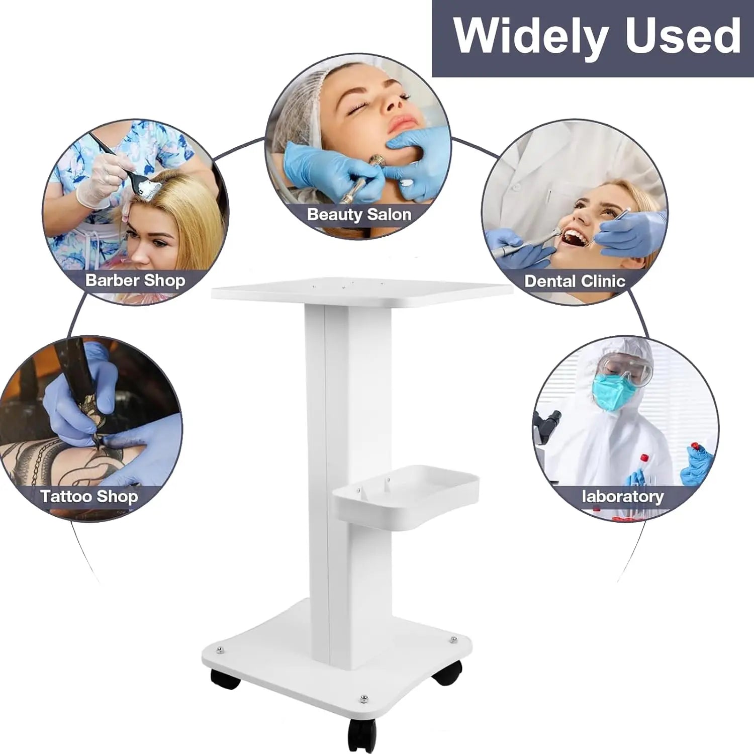 Beauty Trolley Cart with Wheels, 3-Tier Rolling Storage Table