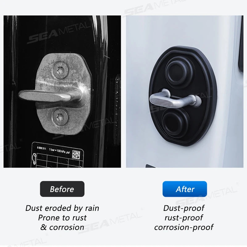 SEAMETAL 4Pcs Door Lock Buckle Cover for Car Door Buffer Cushion Anti-Scrtach Protection Cover Waterproof Door Shock Absorber