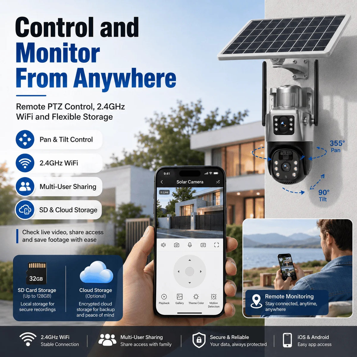 Solar 4G PTZ Outdoor Dual Lens Security Camera