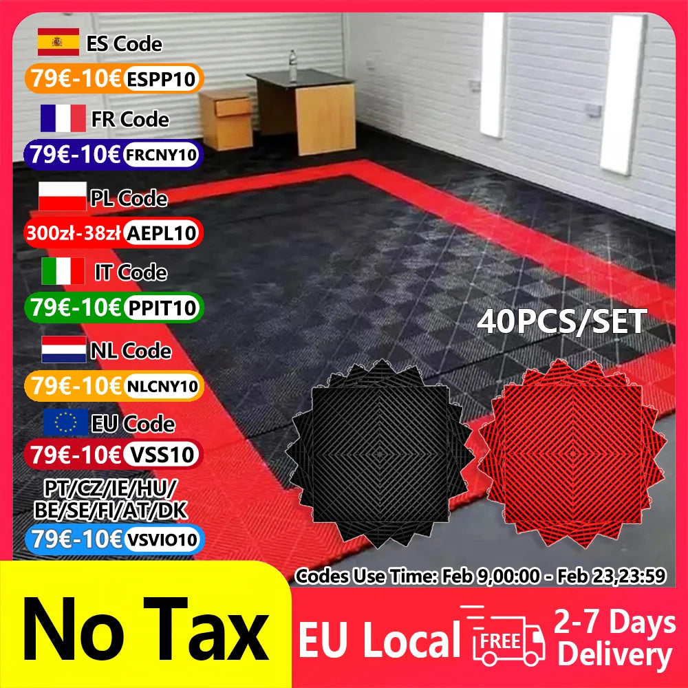 Interlocking Garage Floor Tiles - 40-Pack