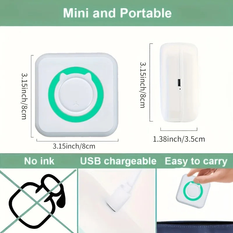 Mini Portable Bluetooth Thermal Printer for Photos, Labels & Notes