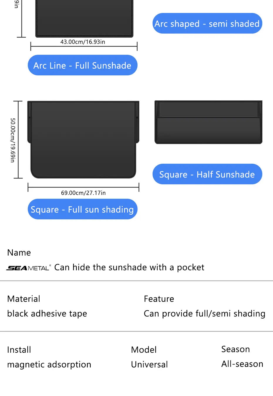 Car Window Sunshade Magnetic Side Window Curtain