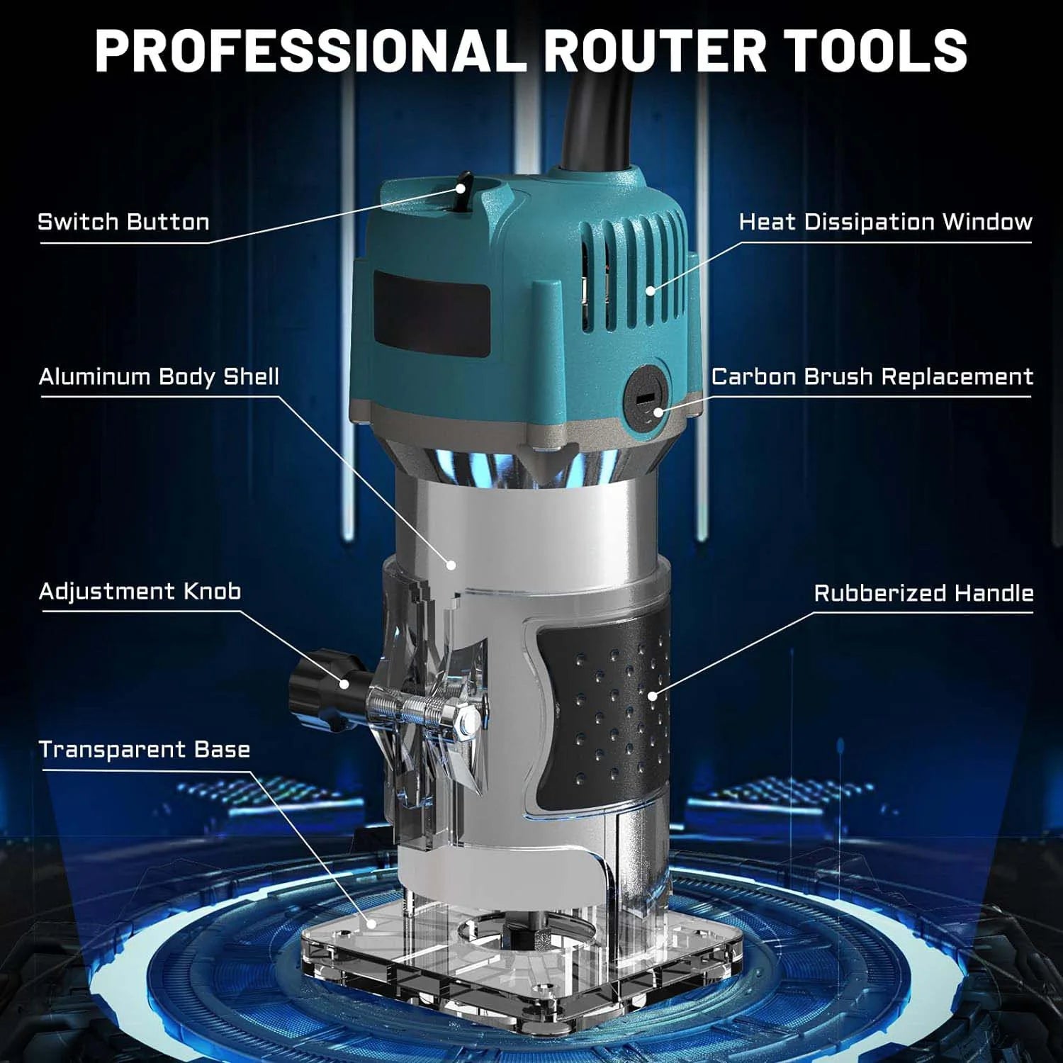 800W Wood Router Machine Electric Trimmer for Precision Woodworking