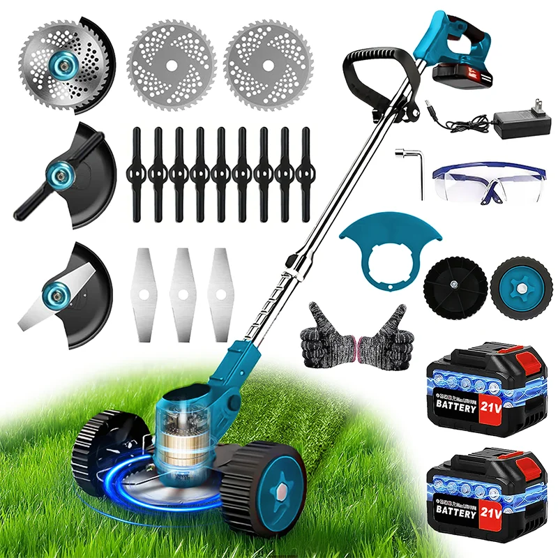 Cordless Electric Weed Trimmer with Telescopic Handle for Gardens