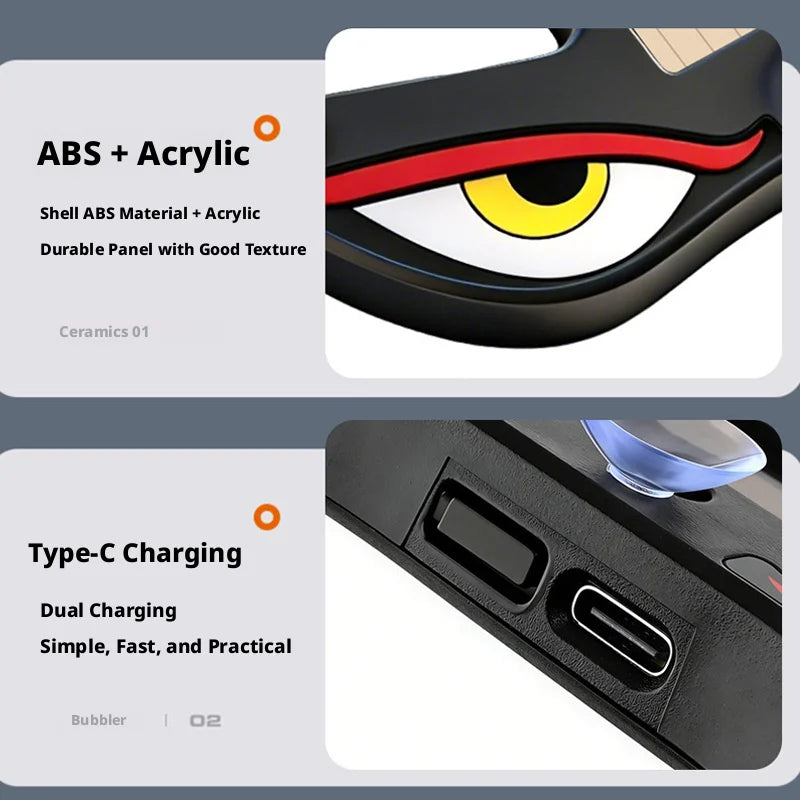 SEAMETAL Car Dynamic Expression Light Neon LED Solar Type-C Rechargeable Wireless Devil's Eyes Light Smart Sensor Universal Fit