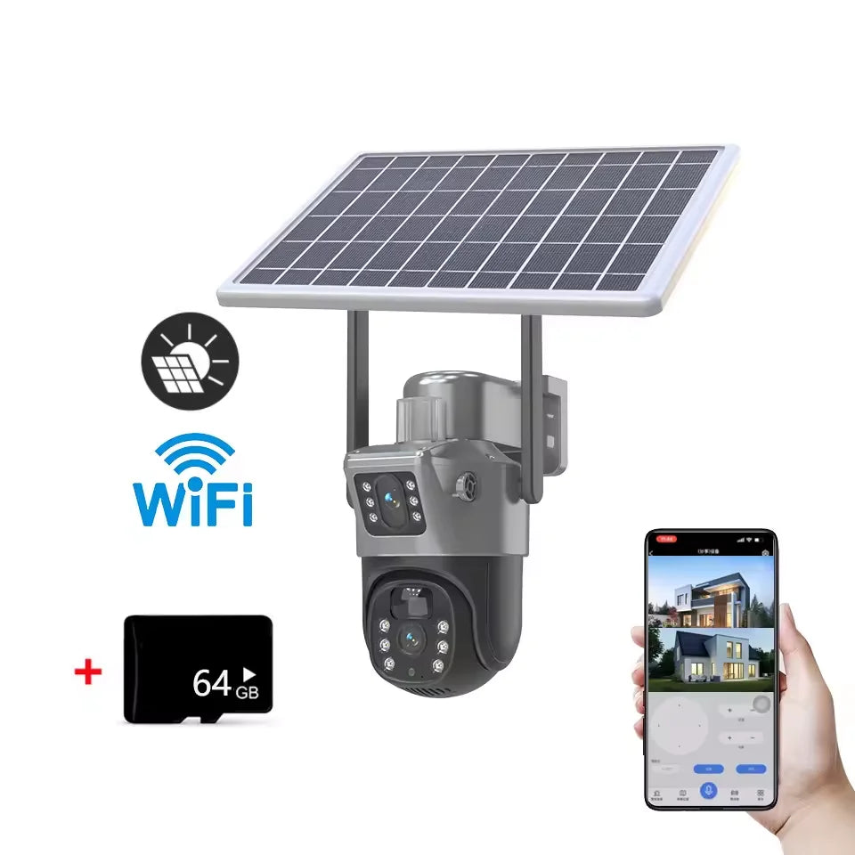 Fotocamera PTZ solare a doppia lente – opzioni Wi-Fi o 4G