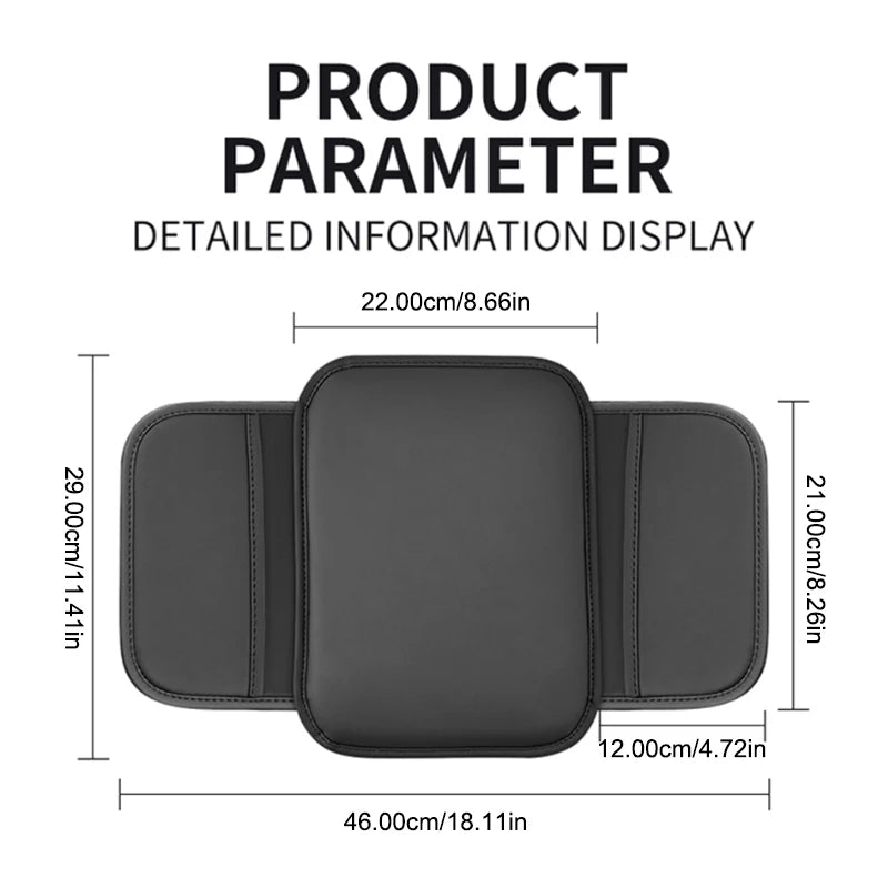 SEAMETAL Car Arm Rest Extension Cushion Anti Scratch PU Leather Armrest Cover Universal Auto Center Console Box Protector Pad