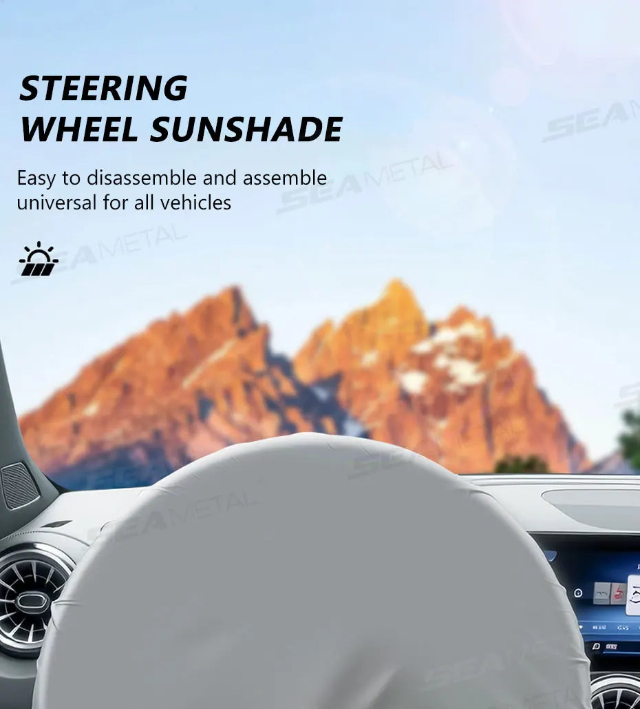 SEAMETAL Steering Wheel Sun Protection Cover Universal Steer Wheel Sun Shade Protector Heat Insulation Prevent Aging Sunshade