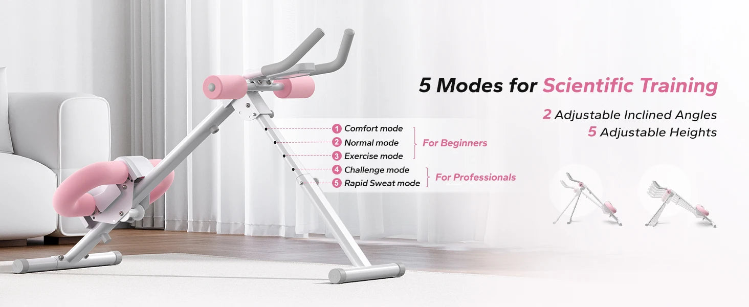 Adjustable Ab Trainer Machine Foldable Core Workout with LCD Monitor