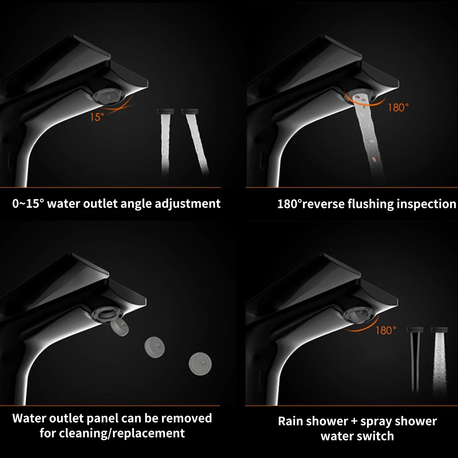 Badrumsblandare med LED-temperaturdisplay och dubbla spraylägen