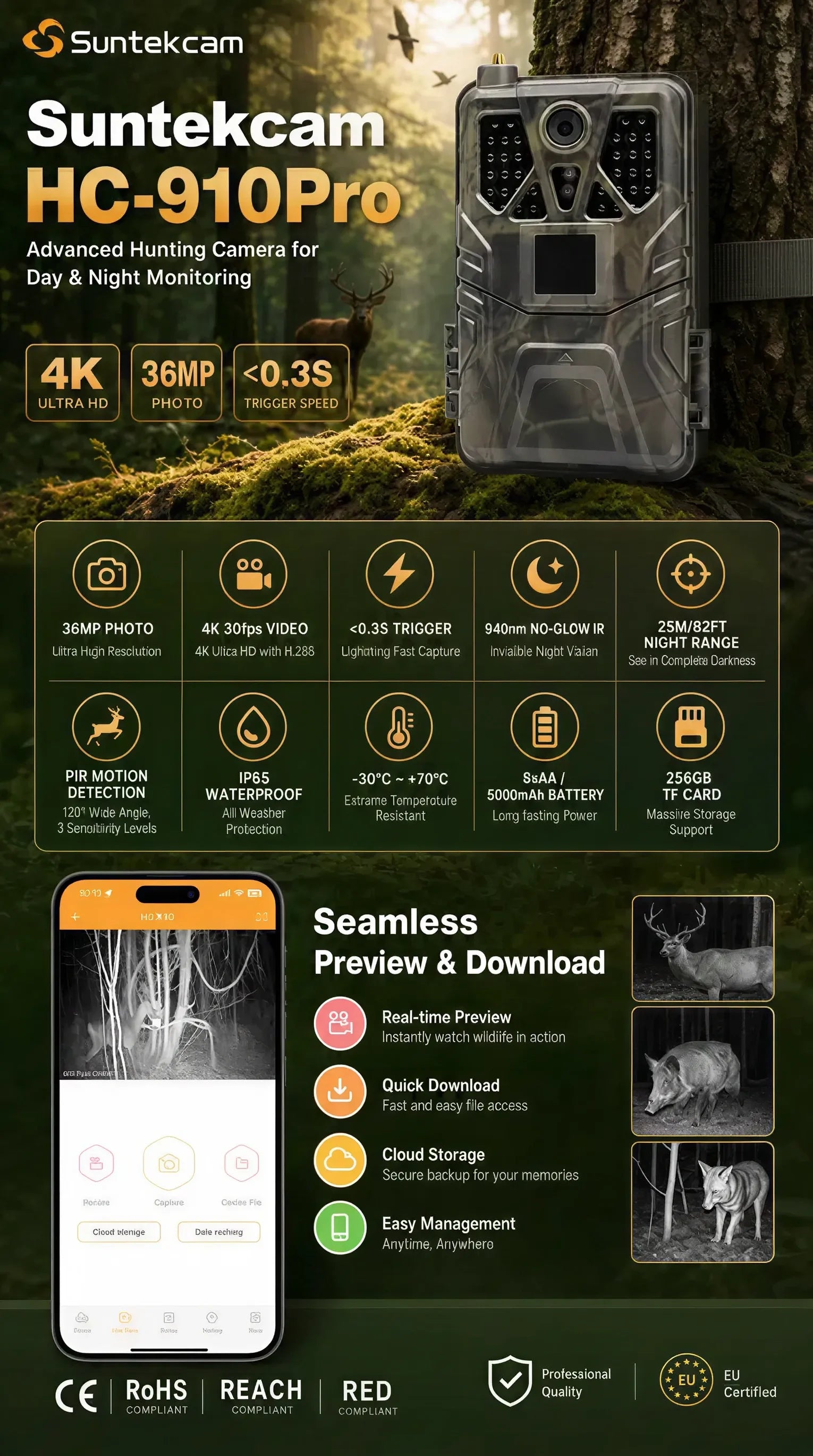 4G Trail Camera with APP Live Video, 4K Recording, 30MP Photos
