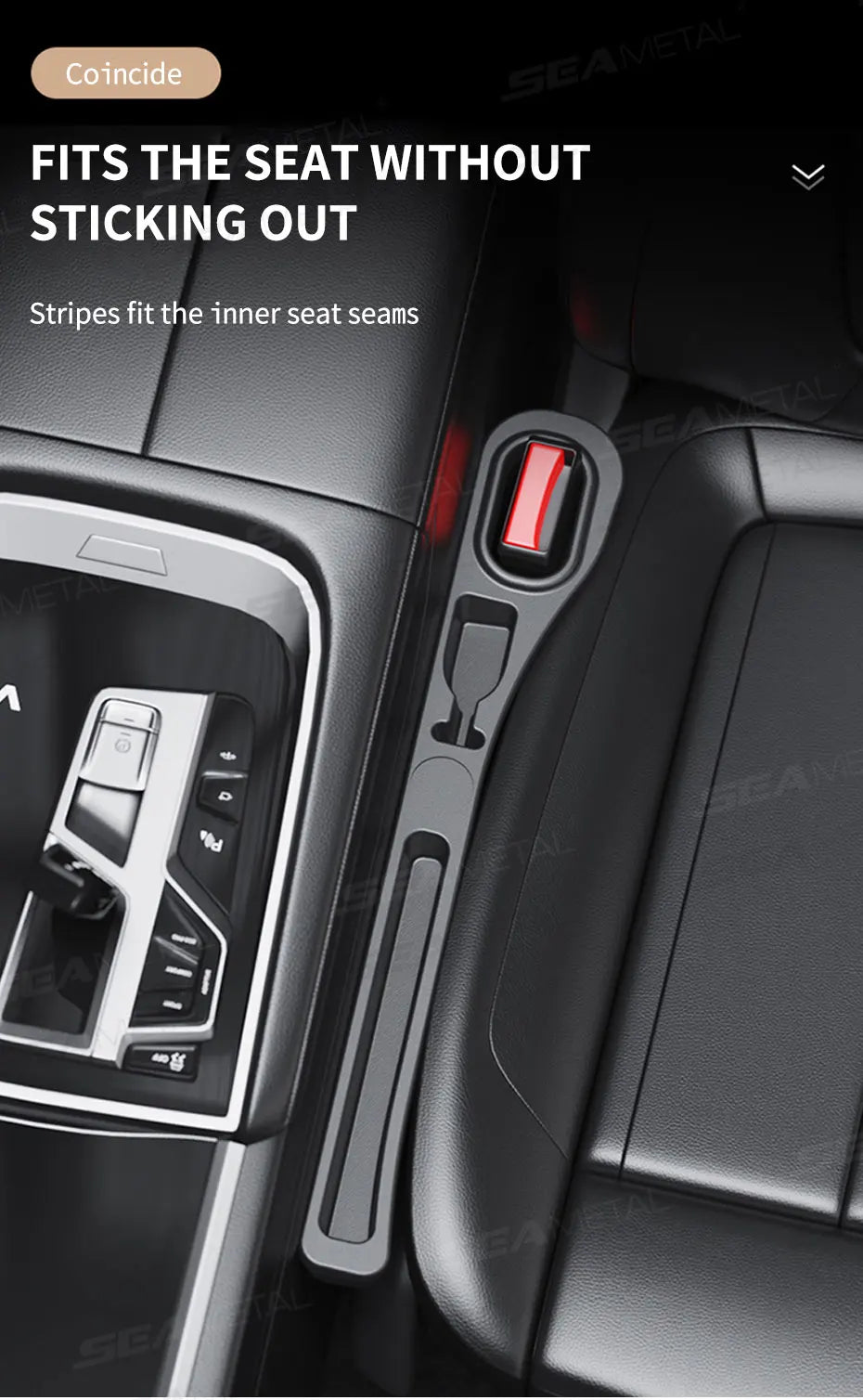 SEAMETAL Upgraded Car Seat Gap Filler 2Pcs Center Console Side Crevice Filler Strip Elastic Seat Gap Filling Strip Drop Blocker