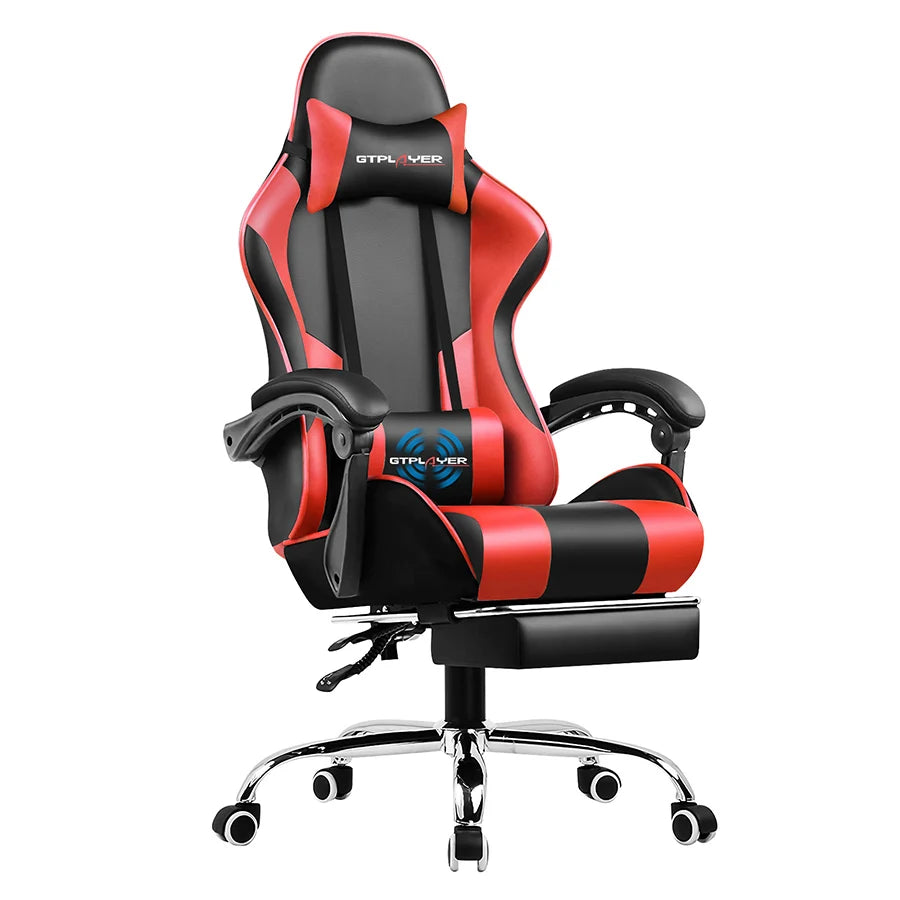 Gaming Chair with Footrest, Lumbar Support & Headrest, Swivel Seat