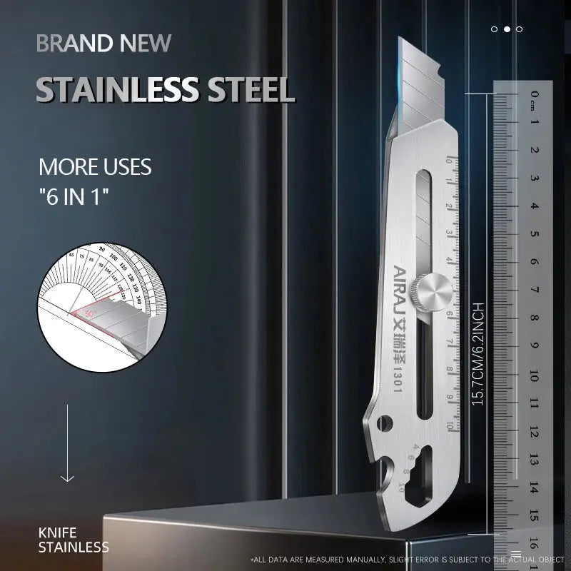 AIRAJ Multifunctional Utility Knife Retractable Sharp Cut Heavy Duty Steel Break Blade Paper Cut Industrial Grade Manual Tools 