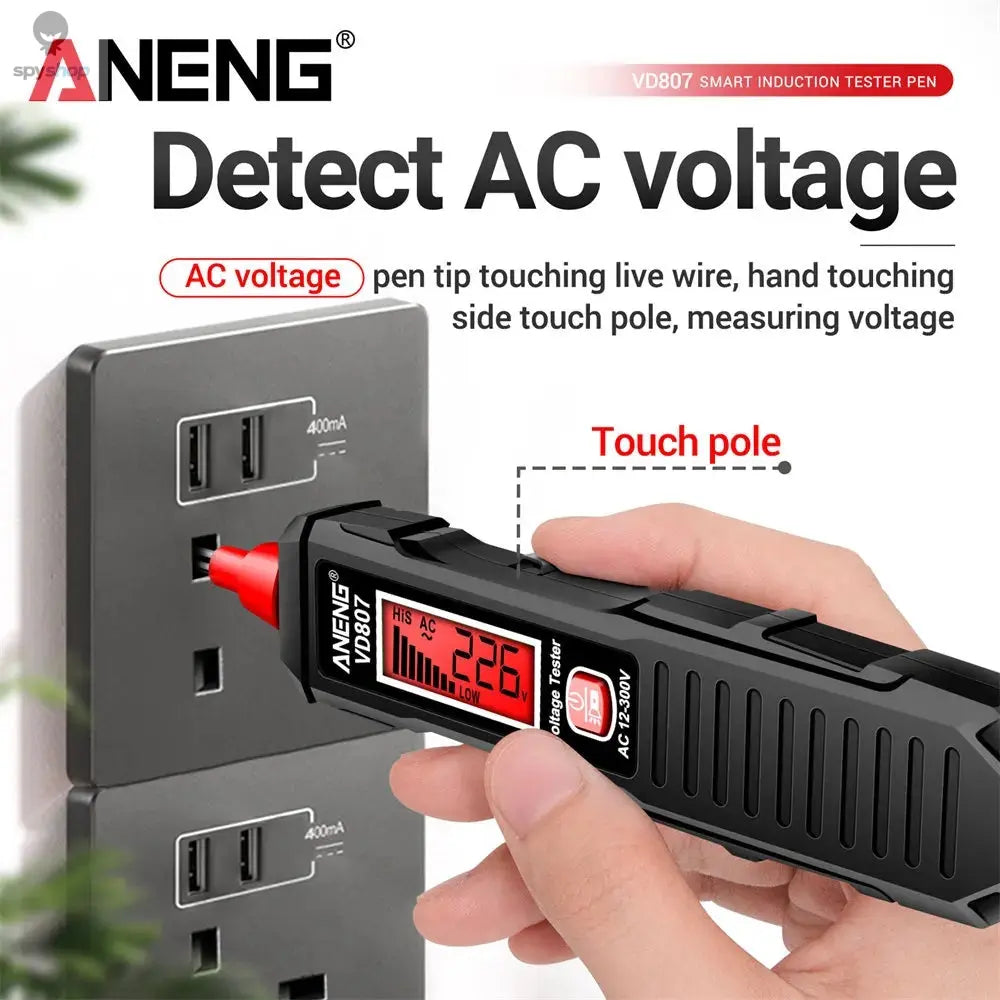 ANENG VD807 One-word Induction Portable 50/60Hz Smart Electric Pen Tester NCV Sensor AC 12-300V Non-contact Wire Detector Tools 