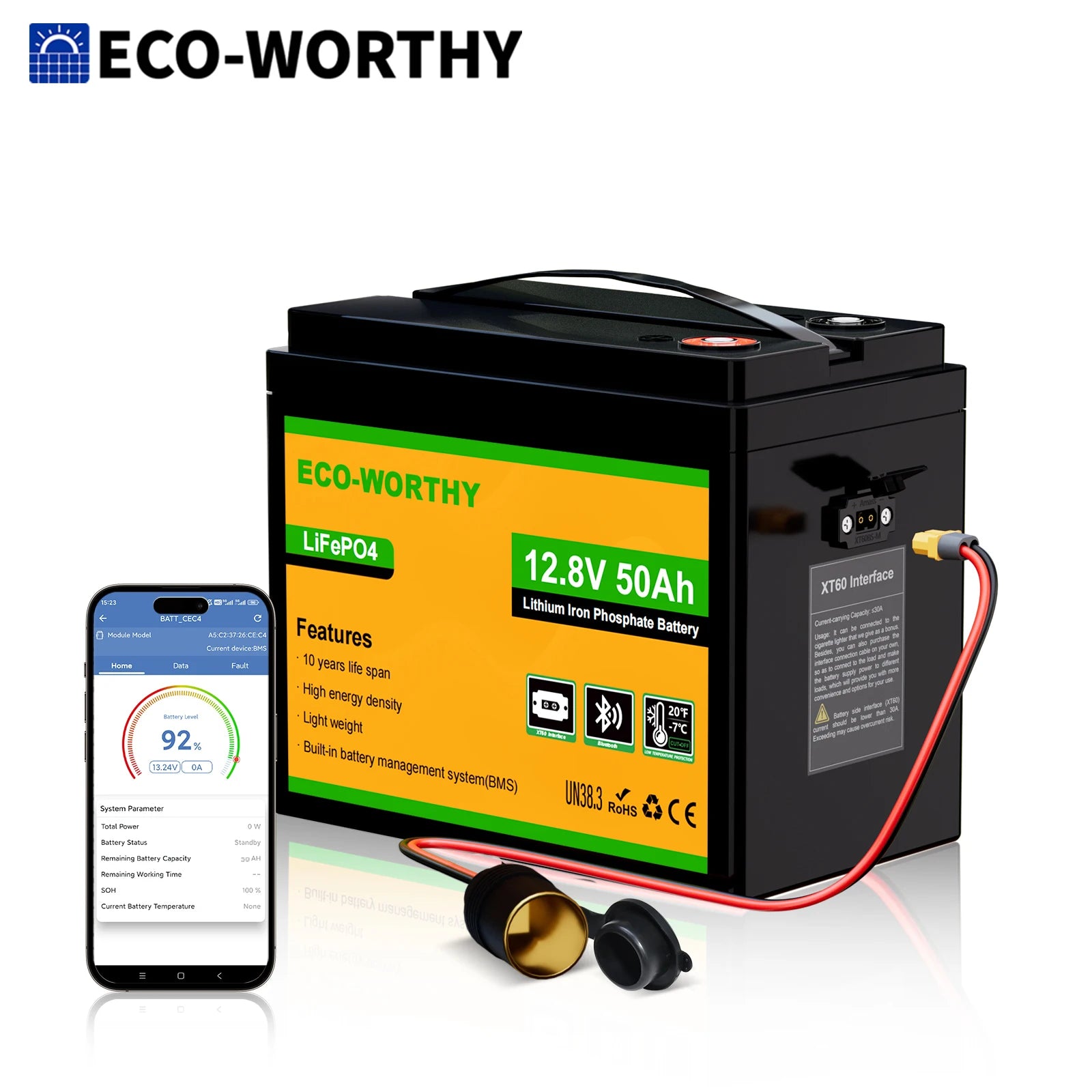 12V 50Ah LiFePO4 lithiumová baterie s BMS pro trollingové motory