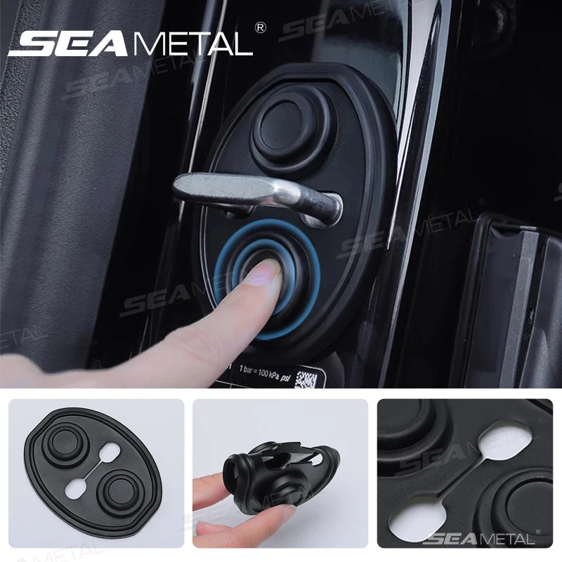SEAMETAL 4Pcs Door Lock Buckle Cover for Car Door Buffer Cushion Anti-Scrtach Protection Cover Waterproof Door Shock Absorber
