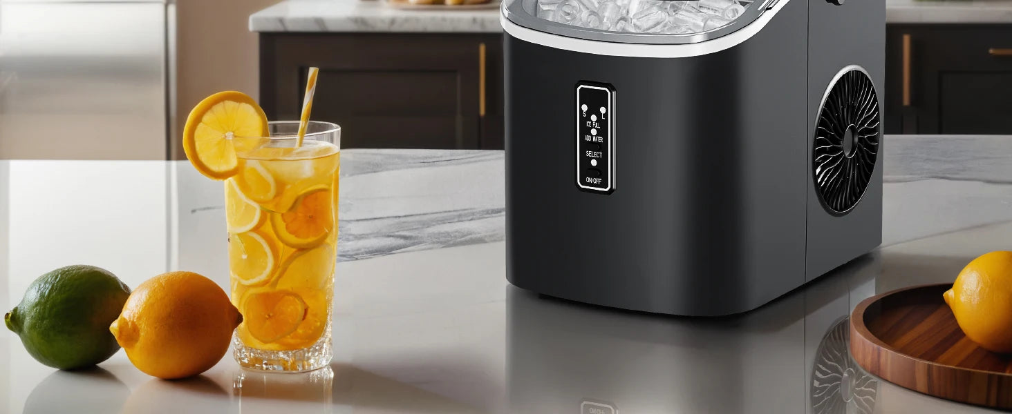 Portable Ice Maker, 9 Cubes in 6–12 Minutes, Black