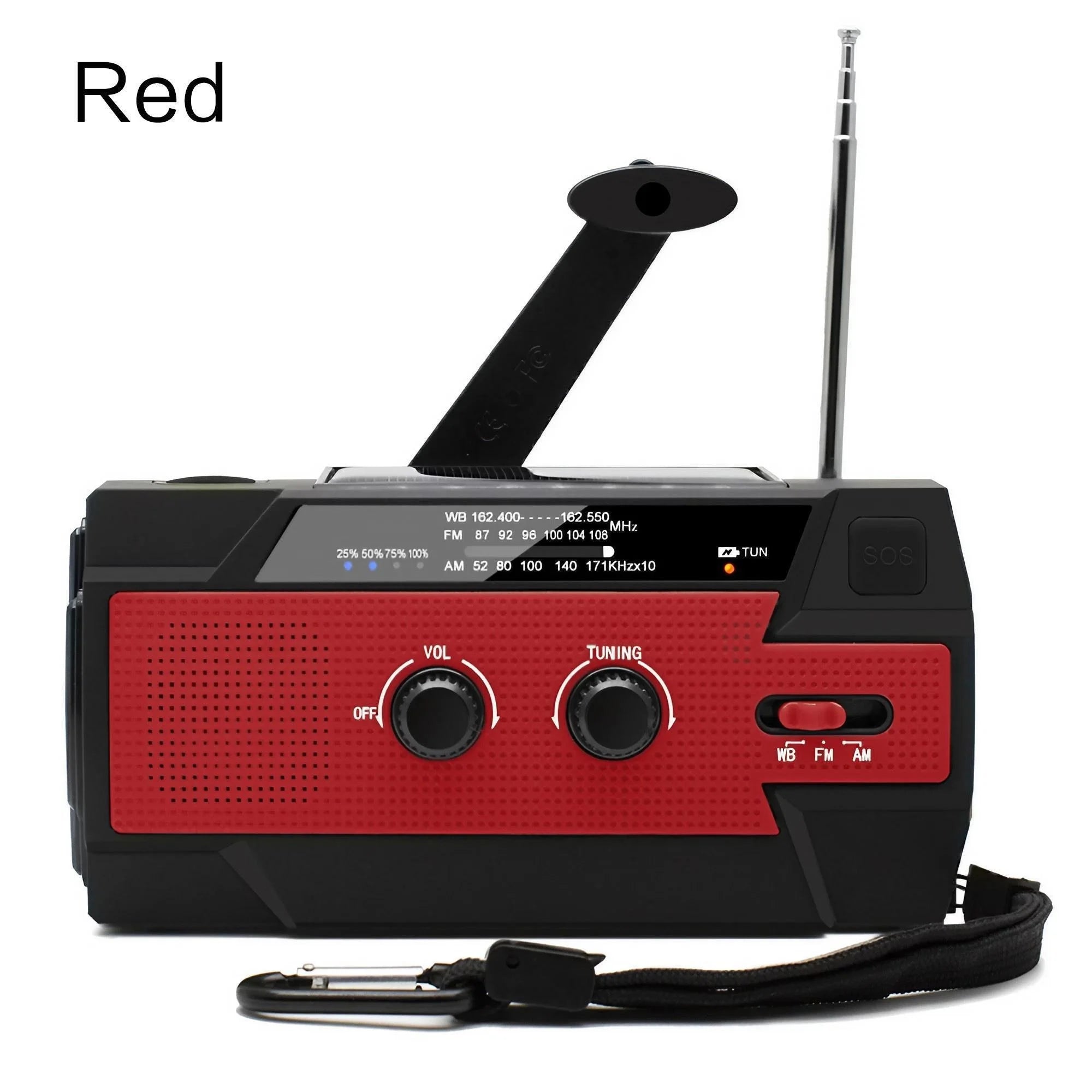 Weather Radio Emergency Multifunctional Radio FM AM WB Hand Crank Solar USB Charging 2000mAh Power Bank LED Flashlight Torch 