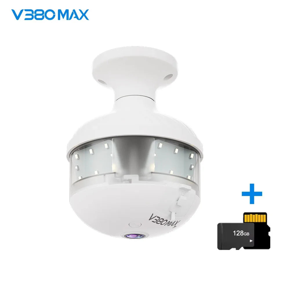2K WiFi Home Light Bulb Camera Light Bulb Camera 360 degree Panoramic IP Camera Full Color Night Vision
