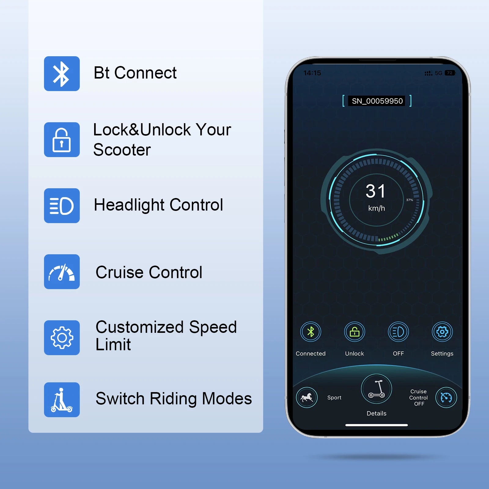 JUICEASE TX01 Electric Scooter for Adults with Smart App Control