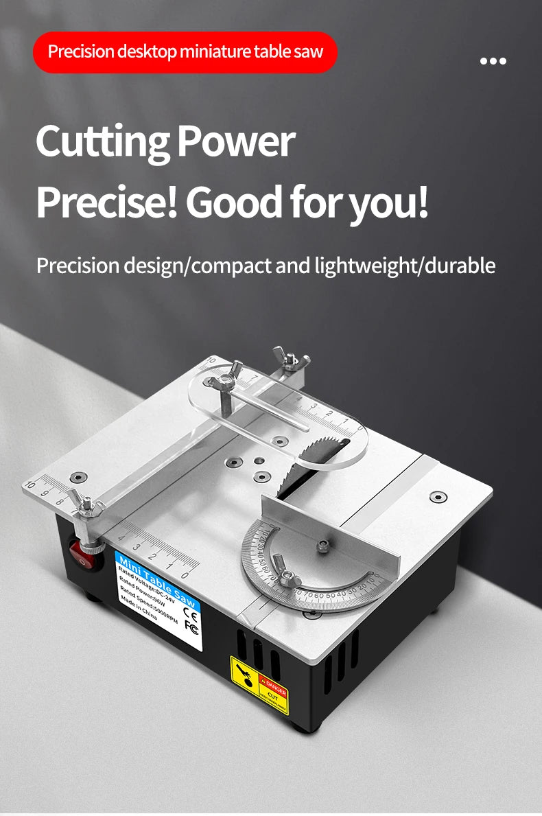 DC24V Mini Table Saw 96W High‑Power 7‑Speed Bench Saw