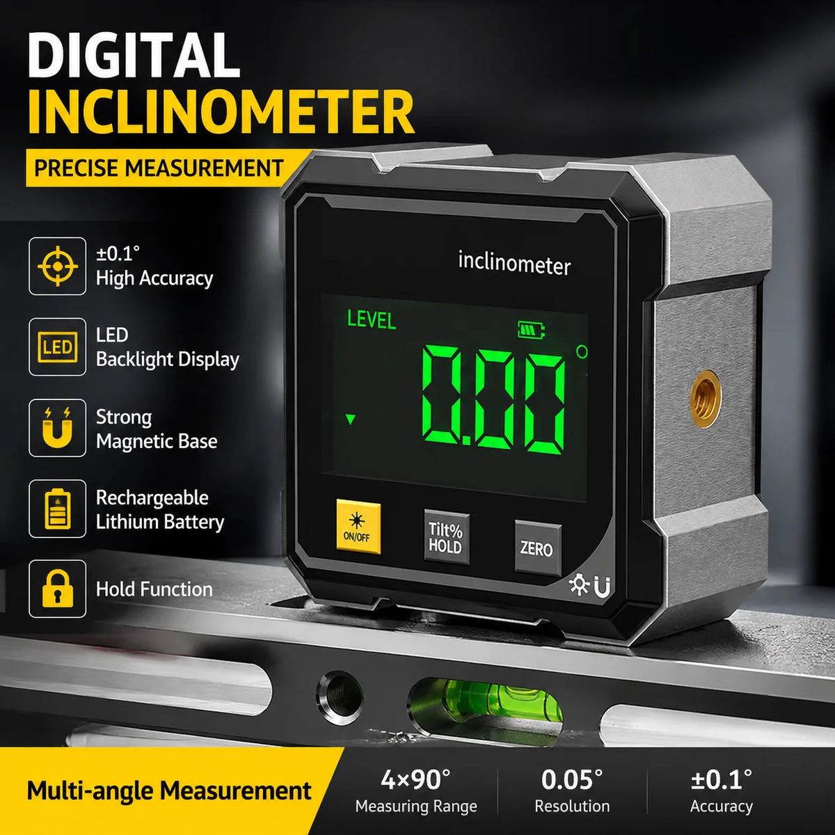 Magnetic Digital Angle Gauge with Laser
